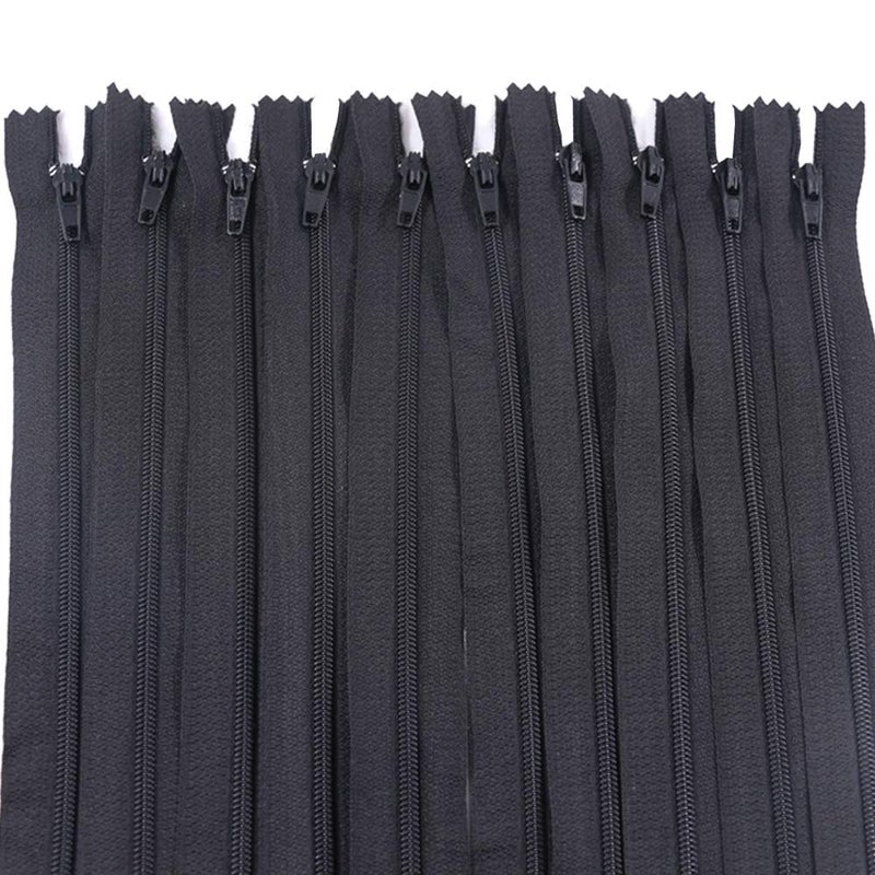 Renashed 60Pcs 12Inch Nylon Coil Zippers for Tailor Sewer Sewing Craft Crafter's Specia (Black) - Image 1